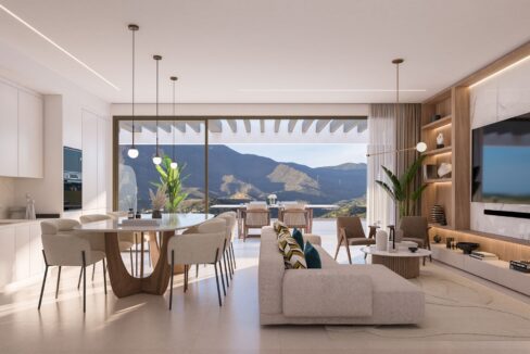 Living room New Apartment for Sale in Estepona. Real estate for sale in Marbella.
