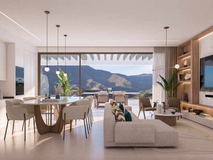 Living room New Apartment for Sale in Estepona. Real estate for sale in Marbella.