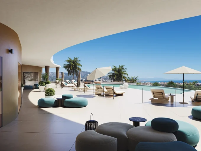 Pool area New Apartment for Sale in Mijas. Property for sale in Marbella.