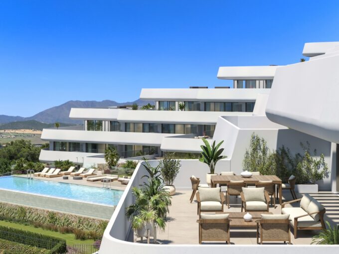 Solarium New Built Apartment for Sale in Casares Golf. Property for sale in Marbella.