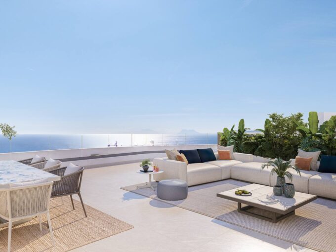 Terrace view New Apartment for Sale in Estepona. Real estate for sale in Marbella.