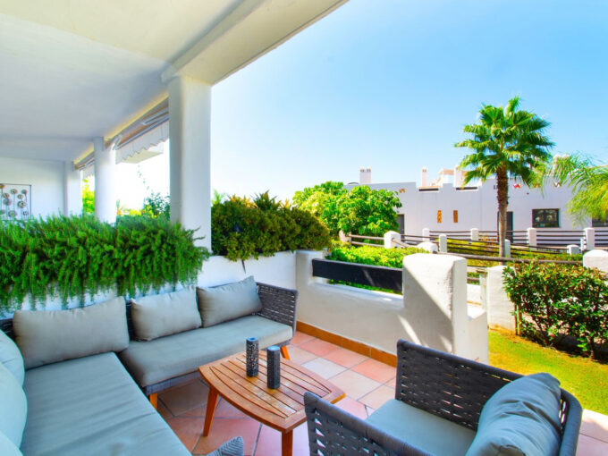 Outdoor Ground Floor Apartment for sale with Sea Views on New Golden Mile.