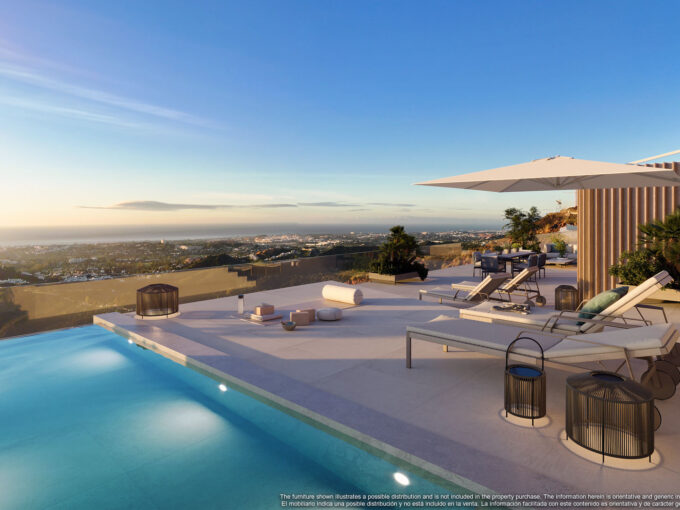 Pool view New Boutique Apartment for Sale in Real de La Quinta, Benahavis.