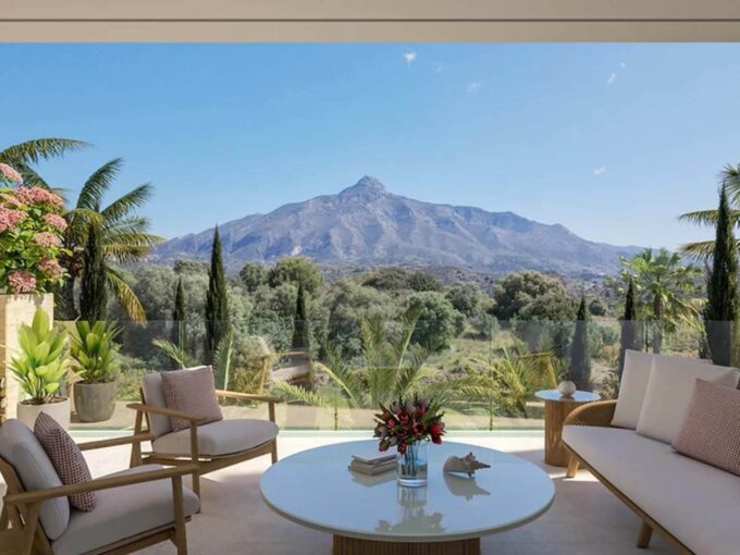 Terrace view New Luxury Apartment for Sale on Marbella Golden Mile