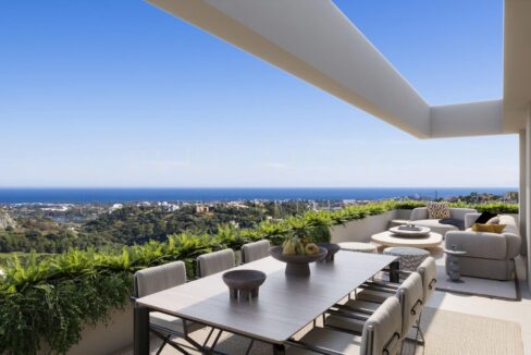 Terrace New Frontline Golf Apartment for Sale in Mijas, Costa del Sol