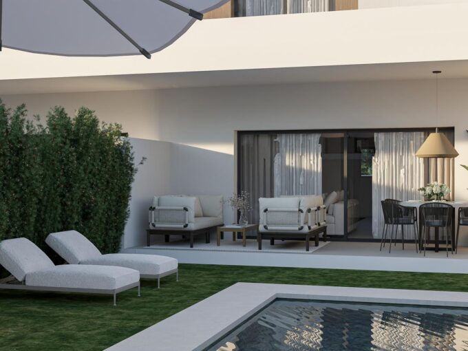 Pool area New Built Townhouse for Sale in Estepona, Marbella, Spain