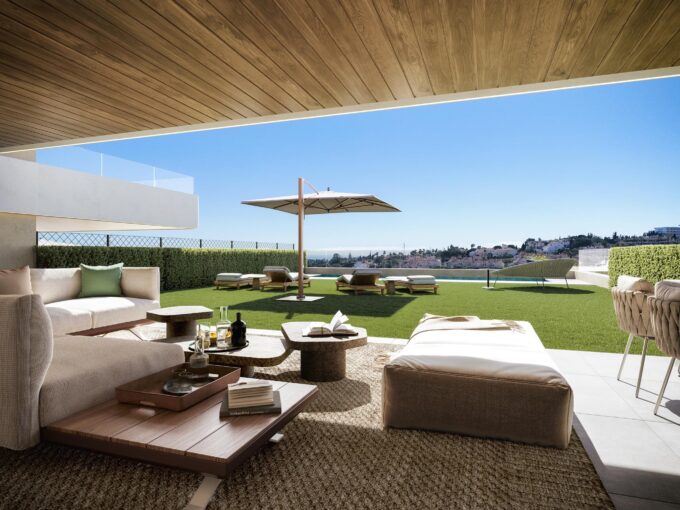 Garden New Contemporary Apartment for Sale in Estepona, Marbella