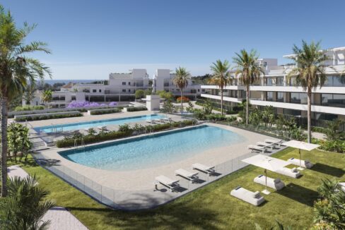 Pool area New Apartment for Sale in Estepona Near Golf. Property for sale in Marbella