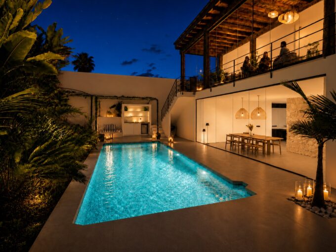 Pool terrace in Designer Villa for sale in Nueva Andalucía, Marbella, Spain