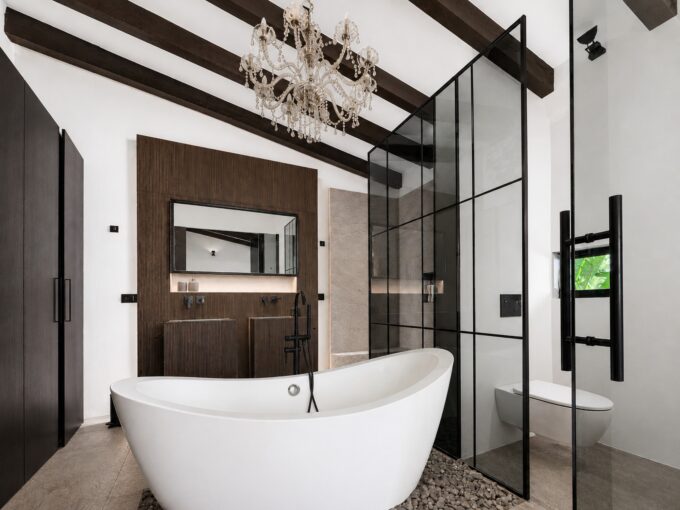 Master bathroom from Designer Villa for sale in Nueva Andalucía, Marbella, Spain