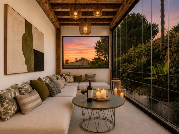 Sunset terrace form Designer Villa for sale in Nueva Andalucía, Marbella, Spain