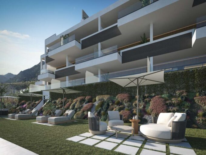 Pool area of New Built Apartment for Sale in Benalmádena, Marbella, Spain