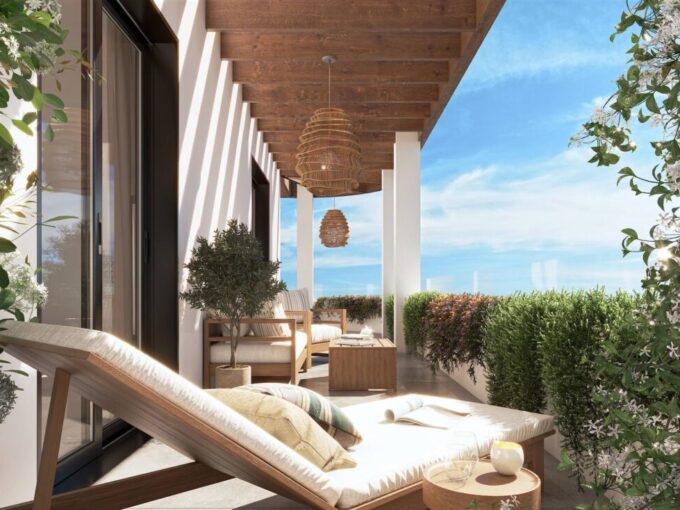 Terracce view New Apartment for Sale in Las Lagunas de Mijas. Costa del Sol