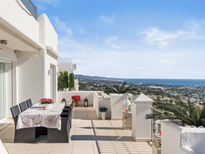 Sea view from Exceptional 3-Bedroom Duplex for Sale in Las Colinas de La Heredia, Benahavís.