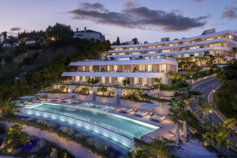 Exterior lights from New Contemporary Duplex Penthouse for Sale in Benahavis, Spin
