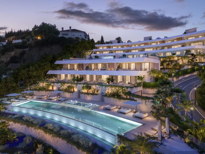 Exterior lights from New Contemporary Duplex Penthouse for Sale in Benahavis, Spin
