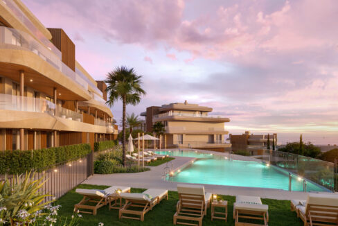 Pool lights New Moden Apartment for Sale in La Cala de Mijas